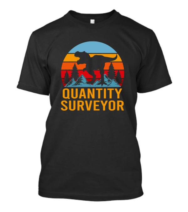 Quantity Surveyor Dinosaur Sunset Mountains T-Shirt