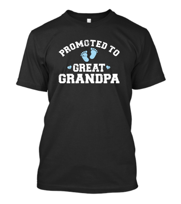 Promoted To Great Grandpa Blue Baby Footprints T-Shirt