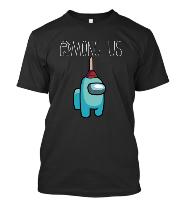 Among Us Cyan Character With Plunger Hat T-Shirt