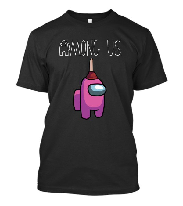 AMONG US Pink Character With Plunger Hat T-Shirt