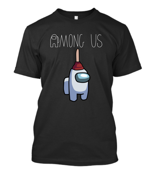 Among Us White Character With Plunger Hat T-Shirt