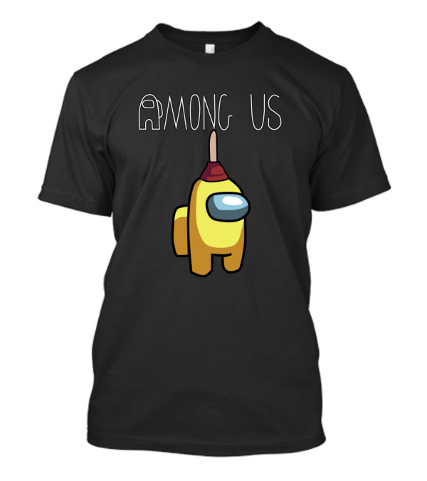 AMONG US Yellow Character With Plunger Hat T-Shirt