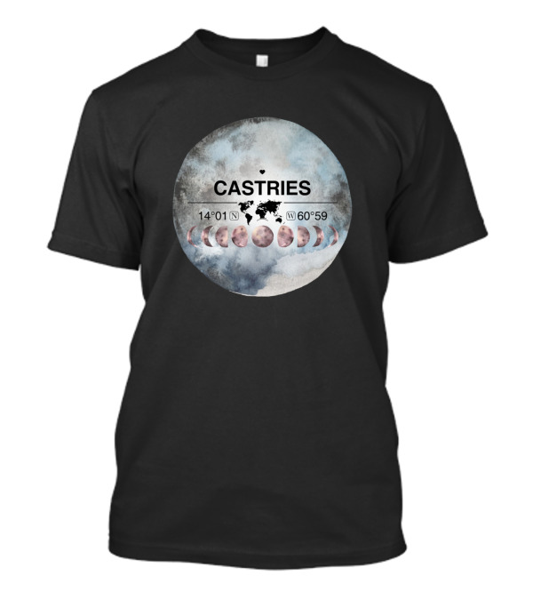 Castries Saint Lucia 14 01 N 60 59 W Watercolor Moon Phases T-Shirt