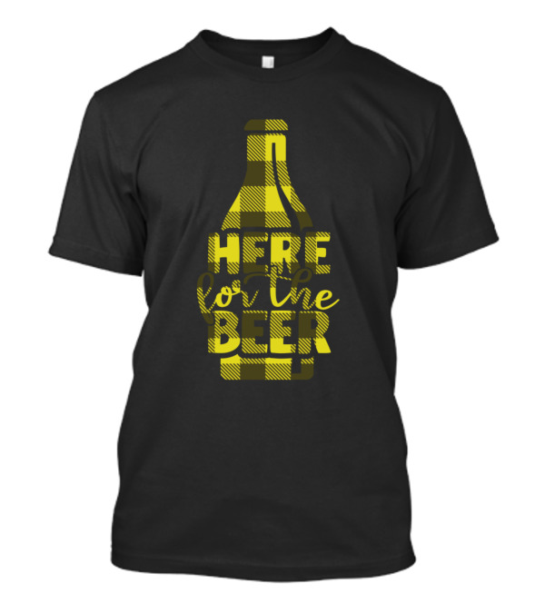 Here For The Beer Buffalo Plaid Bottle T-Shirt