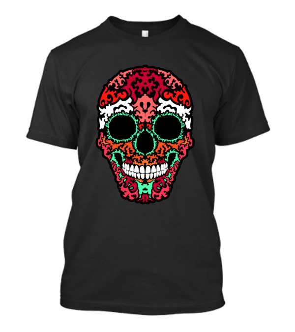 Skull Floral Day Of The Dead Vibrant Sugar Skull T-Shirt