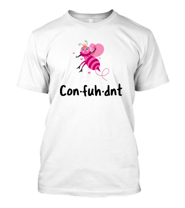 Bee Con-fuh-dnt Pink Stripe Heart Crown T-Shirt