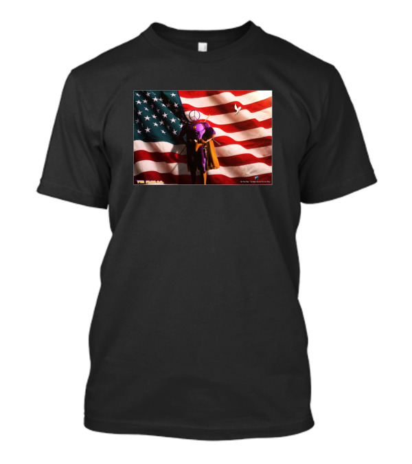 The Peace Man Freedom Wide American Flag Purple Hero With Dove T-Shirt