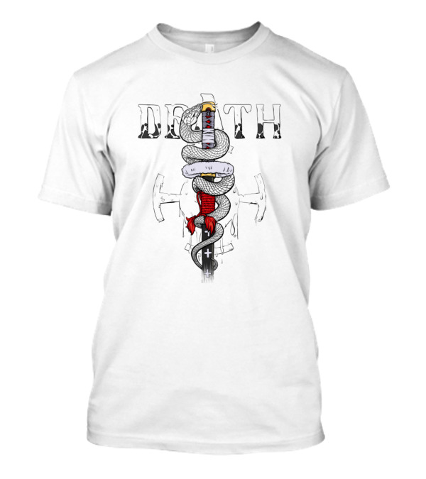 DEATH Sword Wrapped By Serpent With Crosses T-Shirt