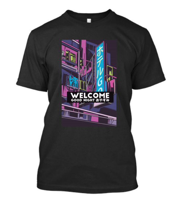 WELCOME GOOD NIGHT あやすみ ホテル Vaporwave Hotel T-Shirt