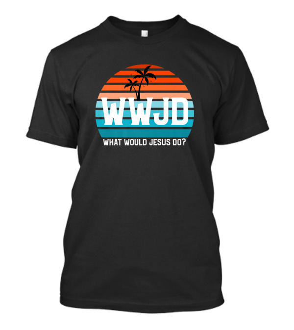WWJD What Would Jesus Do Retro Palm Beach Stripes T-Shirt