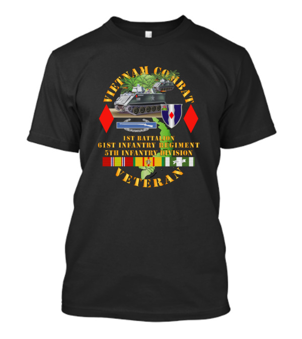 Vietnam Combat Veteran 1st Battalion 61st Infantry Regiment 5th Infantry Division T-Shirt