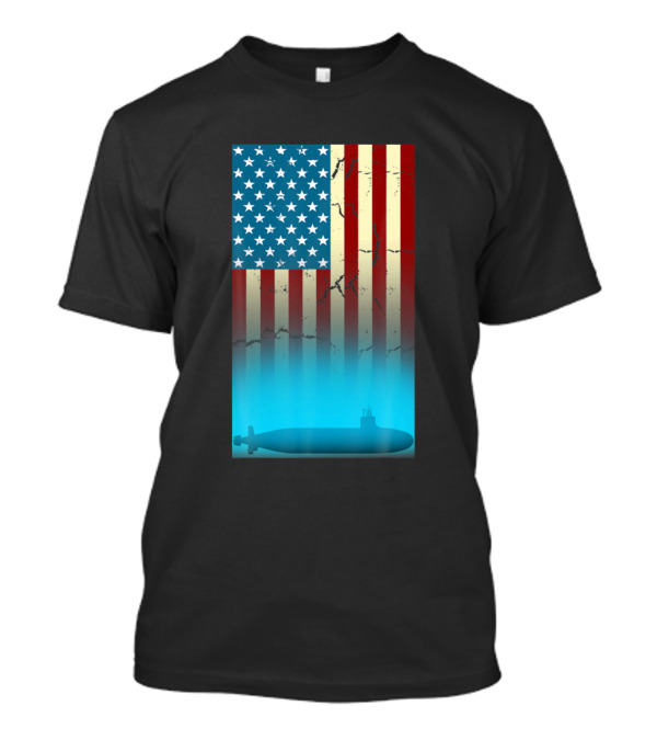 American Navy Submarine Veteran USA Flag Father Patriotic T-Shirt