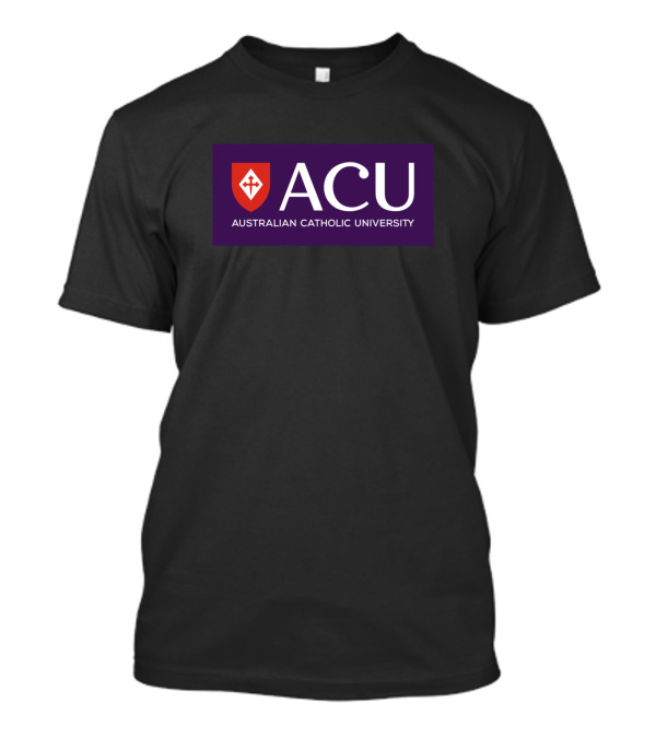 ACU Australian Catholic University Purple Shield Emblem T-Shirt