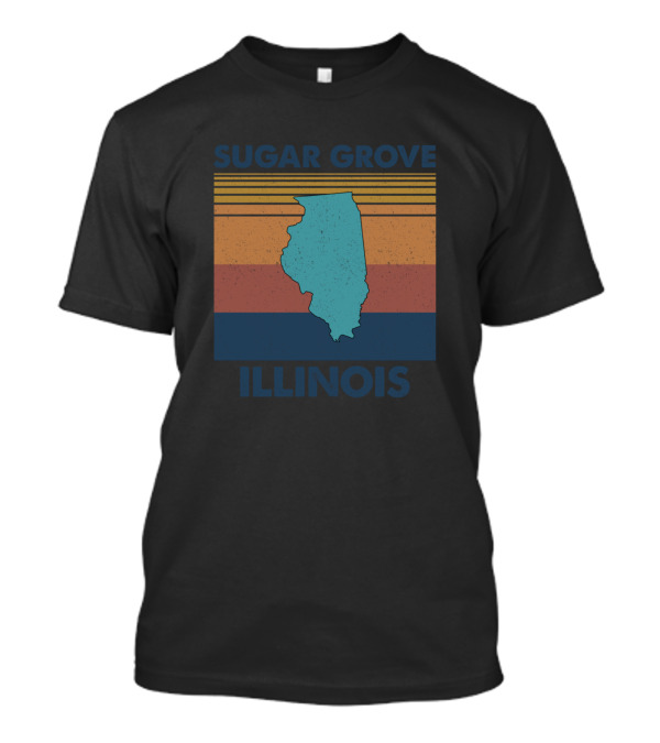 Sugar Grove Illinois Vintage Map Stripes T-Shirt