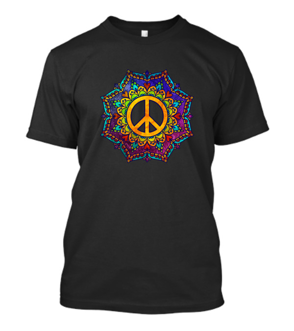 Peace Symbol Colorful Mandala Hippie T-Shirt