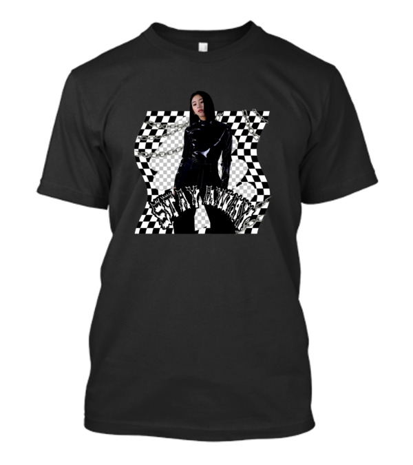 Stay Away Checkerboard Pattern Black T-Shirt