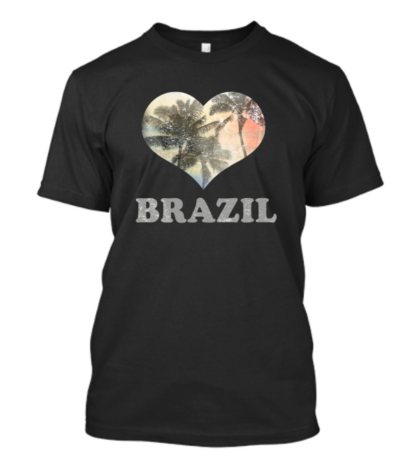 Brazil Heart Palm Tree Vacation Souvenir T-Shirt