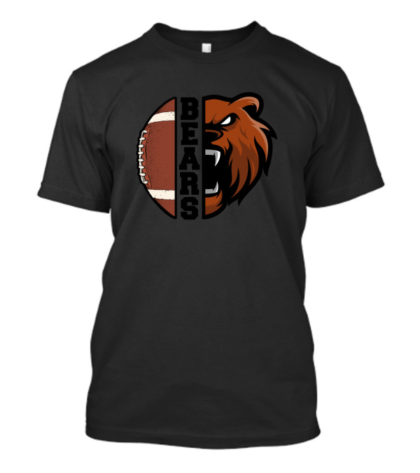 Bears Football Aggressive Bear Head And Football Merged T-Shirt