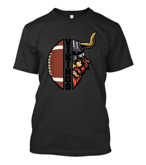 Vikings Football Viking Warrior Helmet And Football Fusion T-Shirt