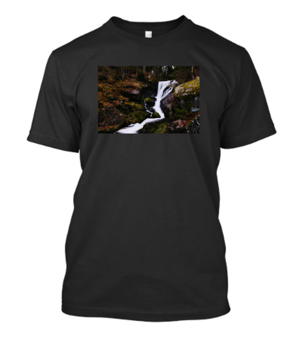 Waterfall River Stream Rock Moss Nature Scene T-Shirt
