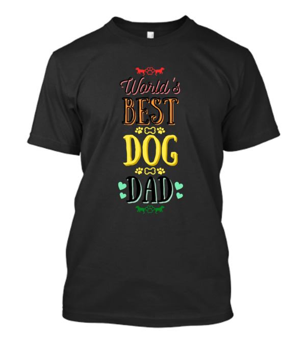 World's Best Dog Dad With Paw Prints And Heart Accents T-Shirt