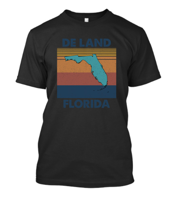 De Land Florida Retro Stripes Map T-Shirt