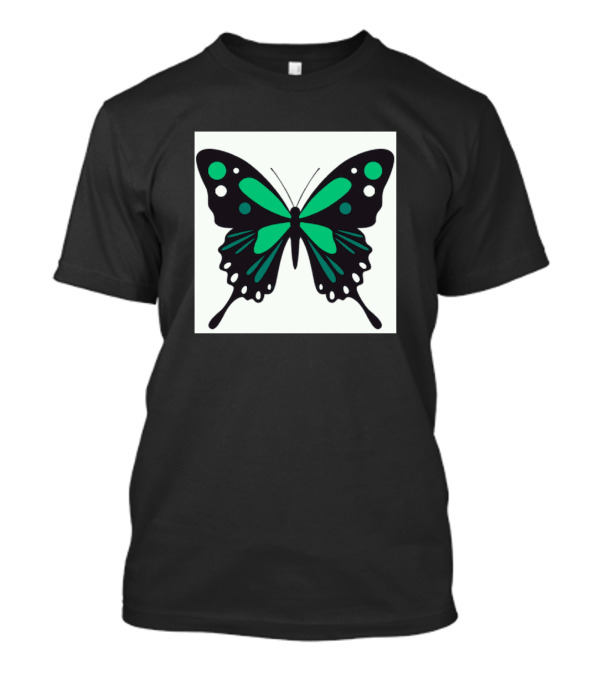 Aqua Black And White Butterfly T-Shirt