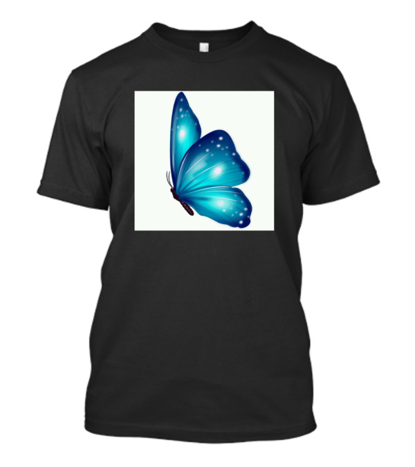 Aqua Teal And Black Butterfly With Luminescent Spots T-Shirt
