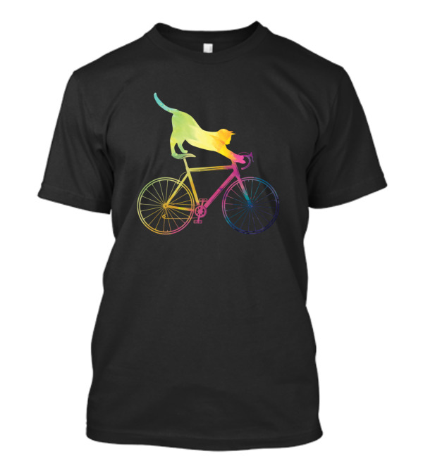 Bike Bicycle Cat Rainbow T-Shirt