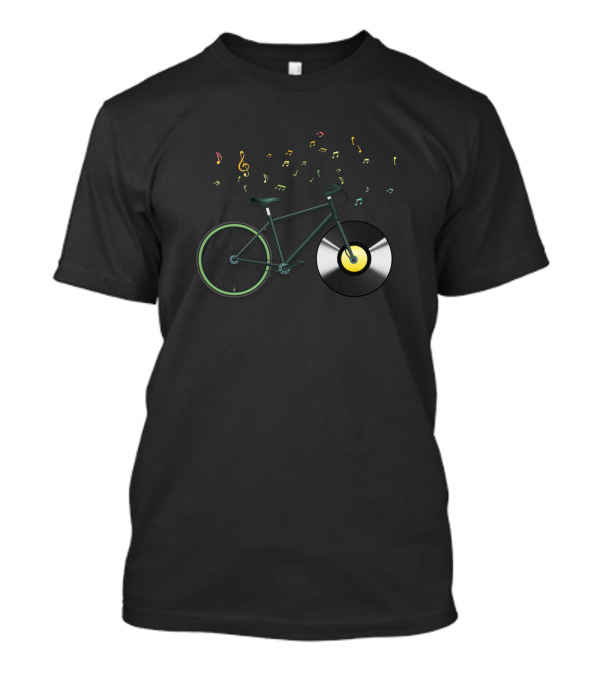 Biking CD Music Bicycle Vinyl Record Notes T-Shirt