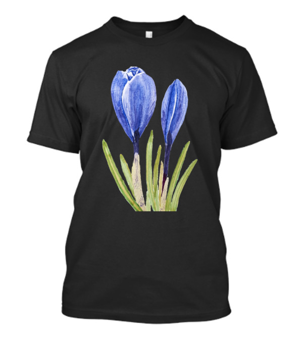 Blue Crocus Buds Watercolor T-Shirt