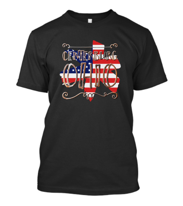 Centerburg Ohio American Flag Map T-Shirt