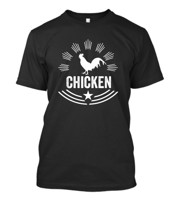 Chicken Rooster Emblem With Star And Radiant Lines T-Shirt