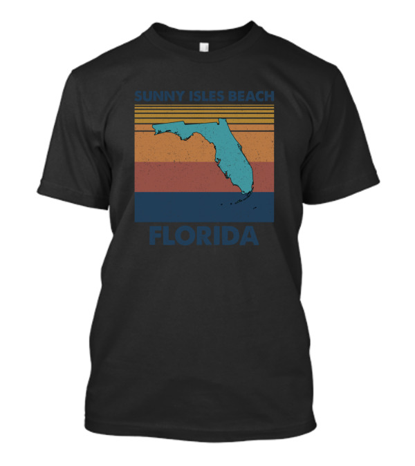Sunny Isles Beach Florida Vintage Map Stripes T-Shirt