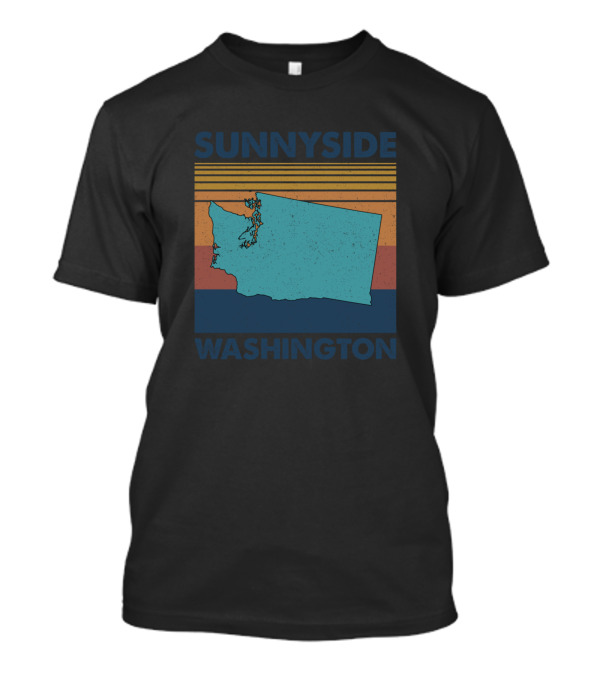 Sunnyside Washington State Map Retro Stripes T-Shirt