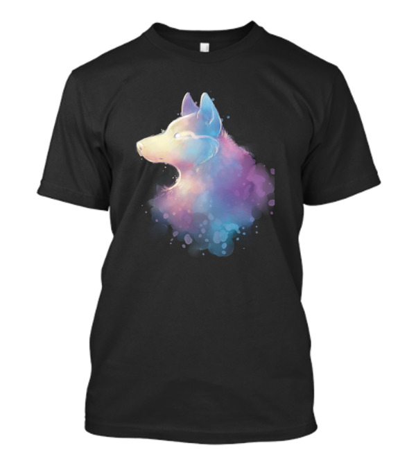 Wolf Watercolor Rainbow Wild Life Dark T-Shirt
