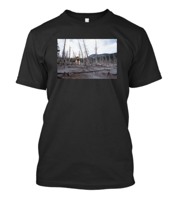 Old Cabin Landscape Wooden Home Building Forest Scene T-Shirt