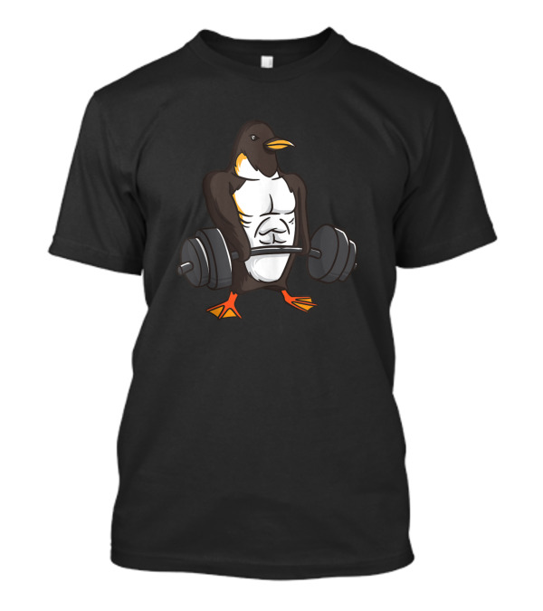 Penguin Powerlifting Weightlifting Gym Animal Love Strong Penguin Lifting Weights T-Shirt