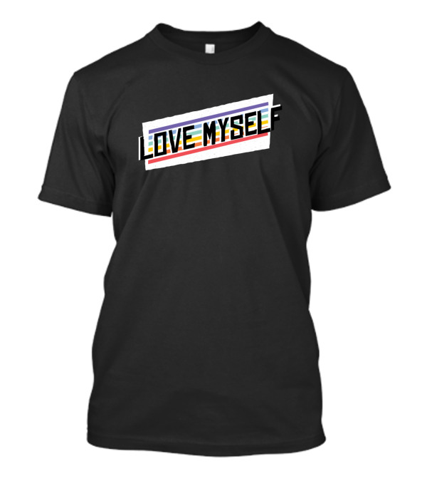 Love Myself Retro Striped Typography T-Shirt