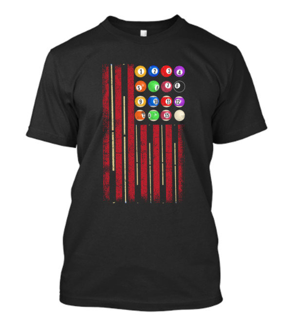 American Flag Billiards Shooting Pool Cue Sticks Balls T-Shirt
