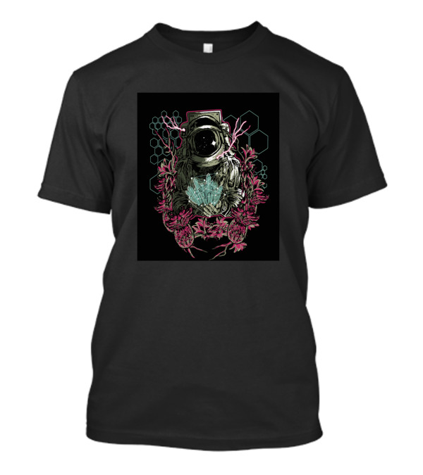 Astronots Cosmic Explorer Surrounded By Floral And Geometric T-Shirt