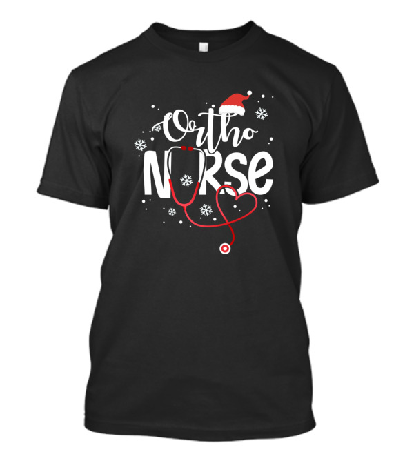 Santa Hat And Stethoscope Ortho Nurse Snowflakes T-Shirt