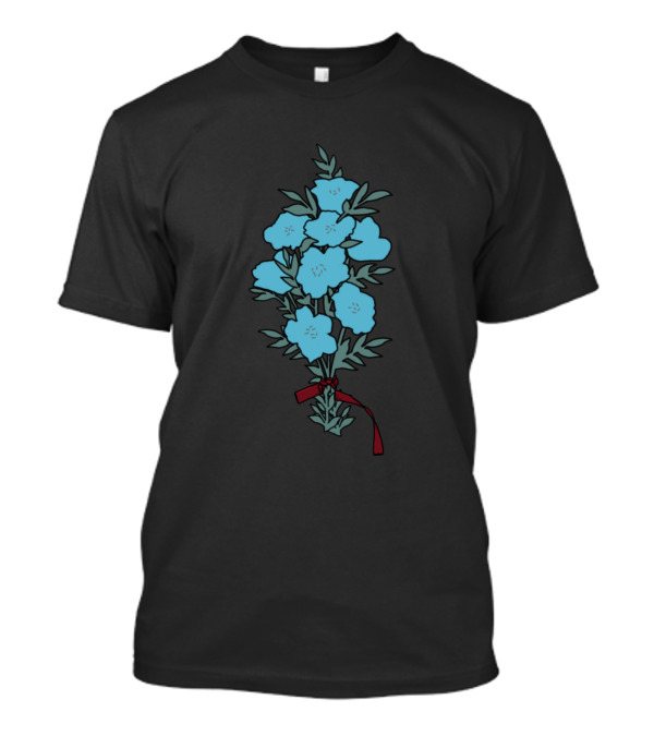 Nemophila Menziesii Mini Blue Flowers With Red T-Shirt