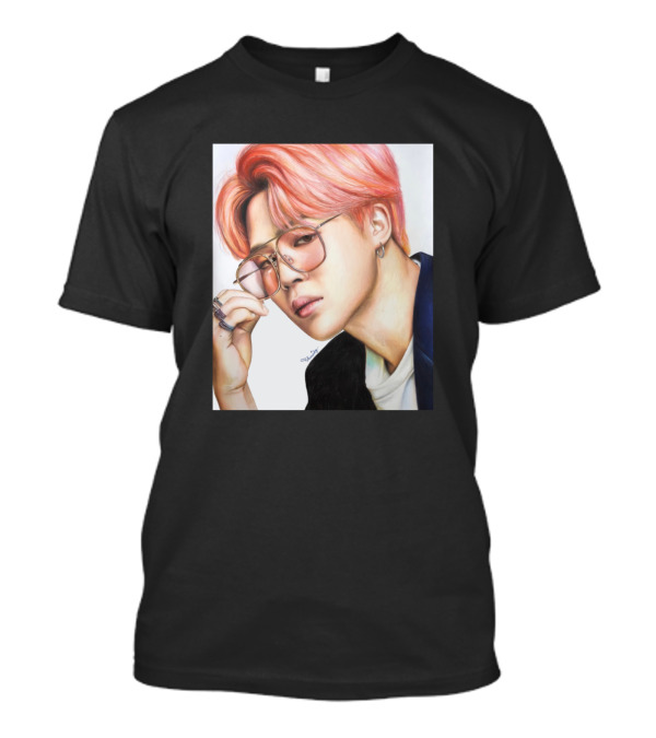 P J004 Multicolor Portrait Of Person With Sunglasses And Pink Hair T-Shirt