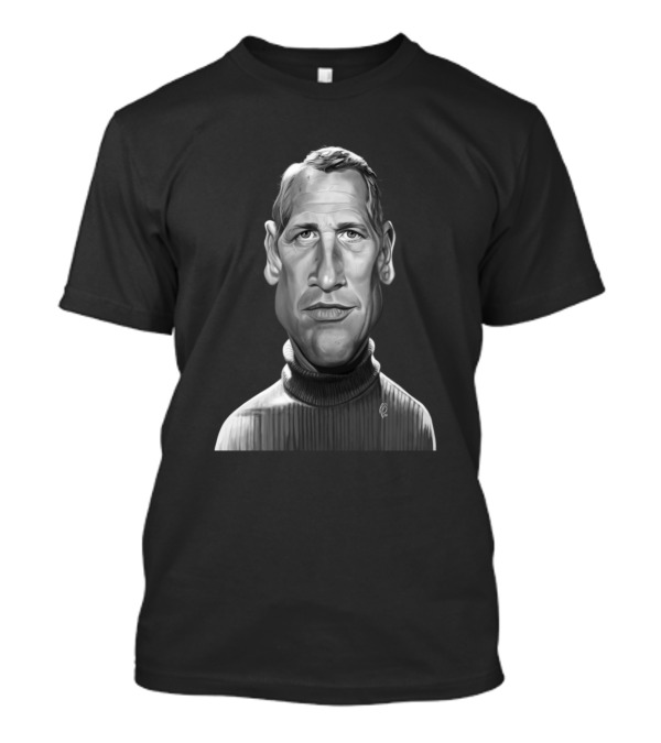 Paul Newman Iconic Black And White Caricature T-Shirt