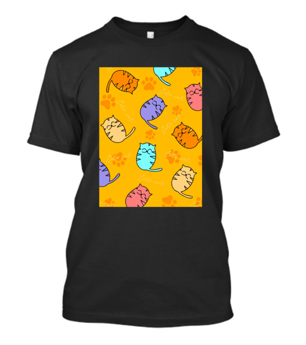 Cute Cat Colorful Pattern Paws T-Shirt