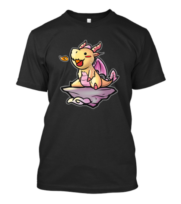 Cute Lovely Funny Baby Dragon Animal 202 On Rock T-Shirt