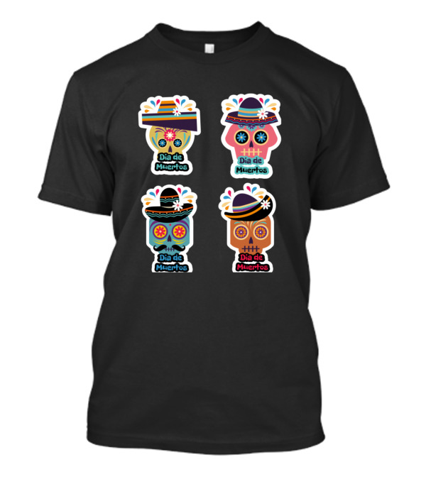 Dia De Los Muertos Colorful Skull Faces Dia De Muertos T-Shirt