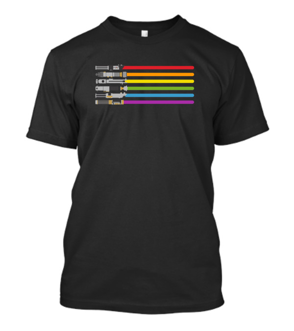 Lightsaber Rainbow Iconic Sci-Fi Universe Colorful Spectrum T-Shirt