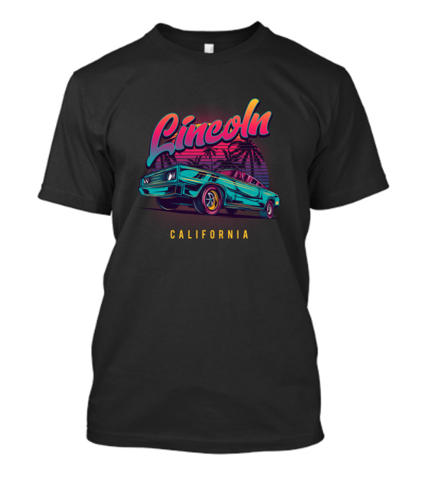 Lincoln California Retro Vintage Muscle Car Sunset Palms T-Shirt